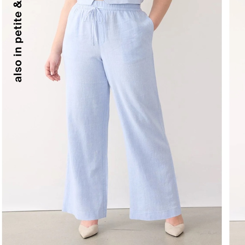BNWOT - Reitmans Light blue wide leg linen pants - Small Petite